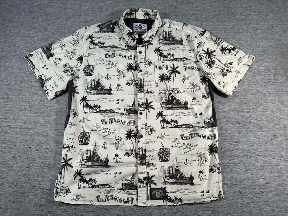 Zero Foxtrot Hawaiian Shirt Mens Extra Large Tropical Nautical Vented Button-Up